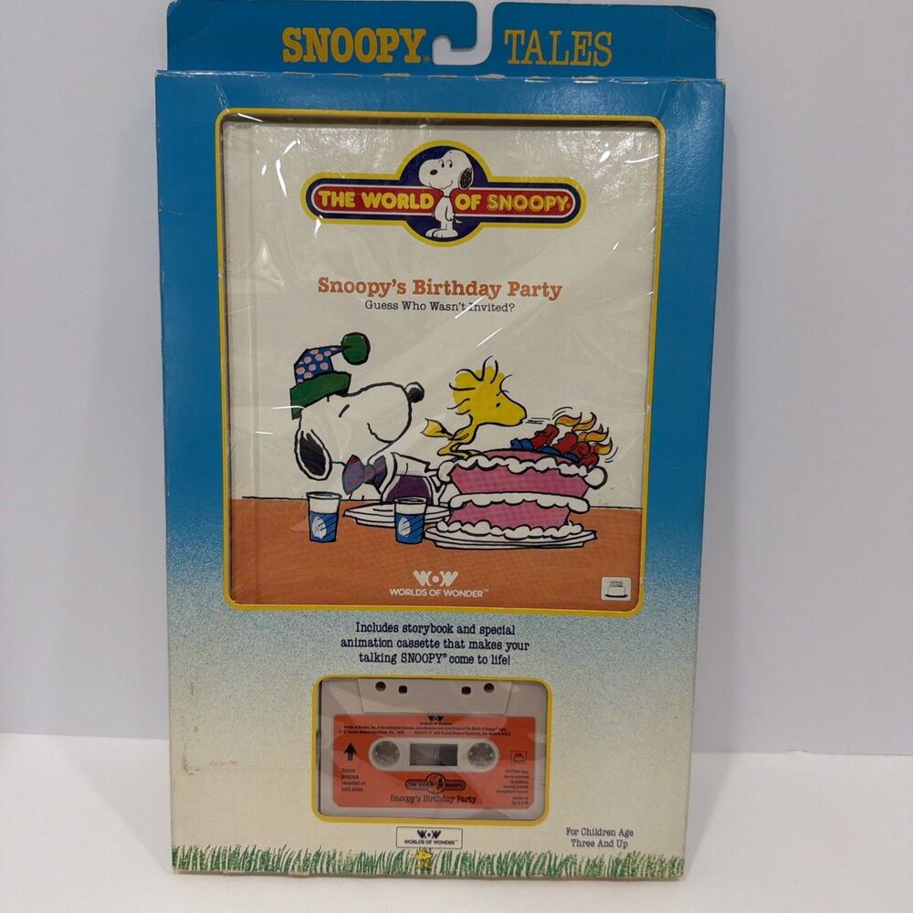 Worlds of Wonder Snoopy’s Birthday Party Book & Cassette Factory Sealed